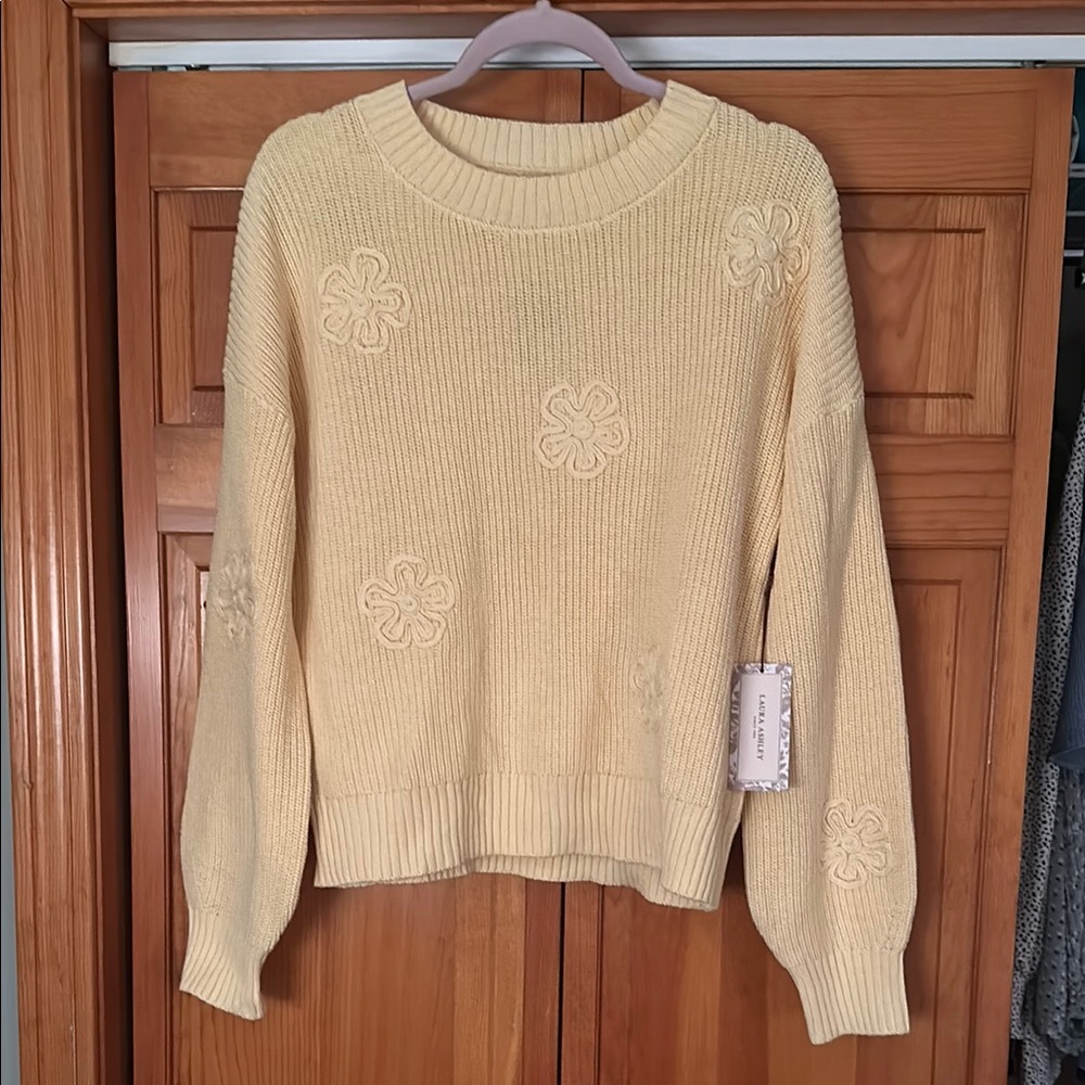 Laura Ashley Knit Flower Sweater - Picture 1 of 5